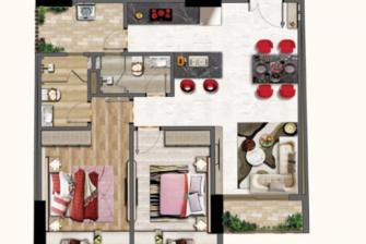 Căn hộ Phú Mỹ Hưng Midtown tầng 15 thiết kế 2 phòng ngủ,80 m²